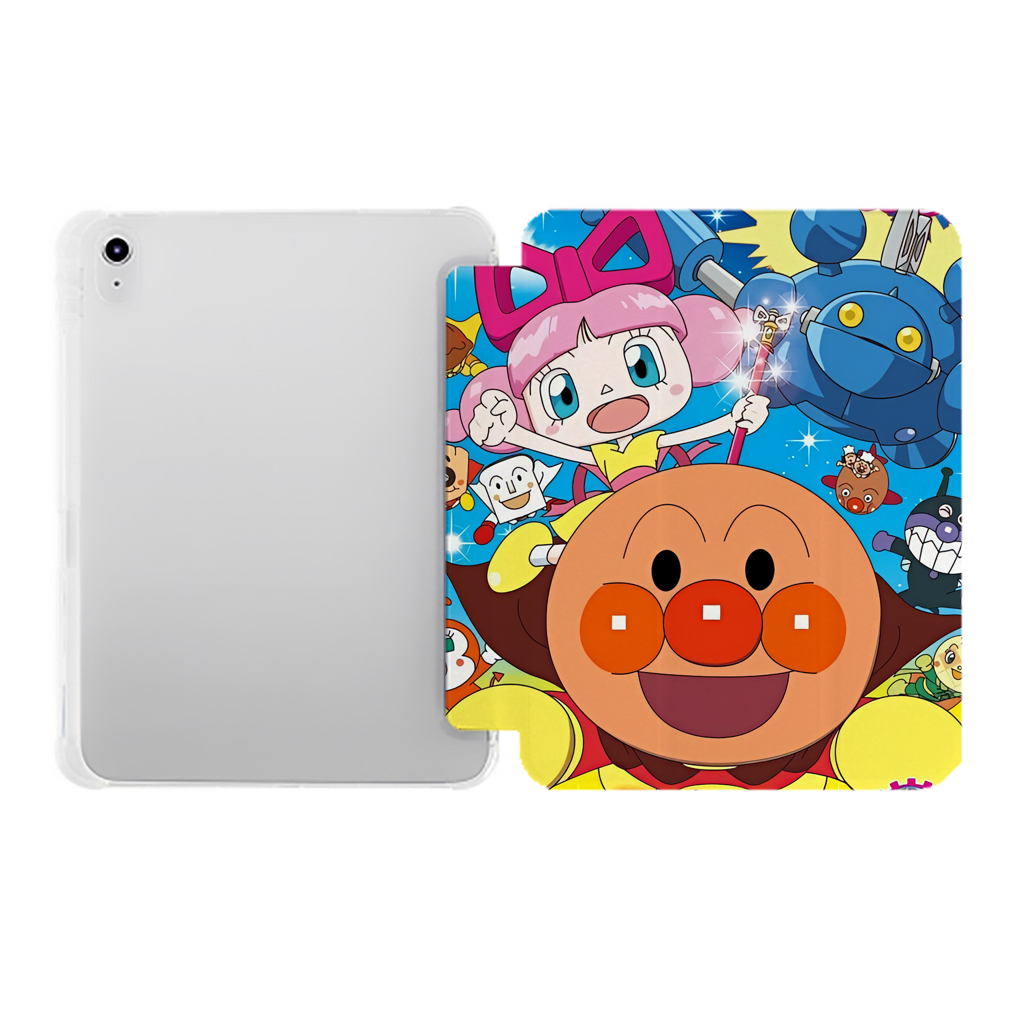 （画像用） アンパンマン Anpanman IPad ケース ペン収納付き 三つ折りスタンド PUレザー×シリコン 対応機種9.5/10.5/10.9インチ